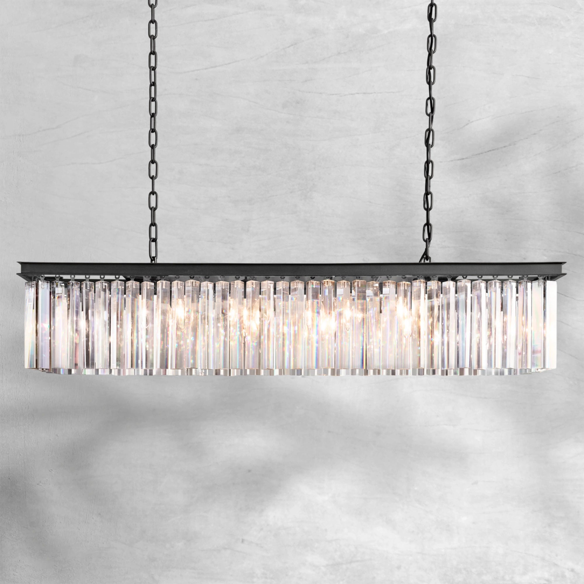 Rhysol Rectangular Crystal Chandelier 49"