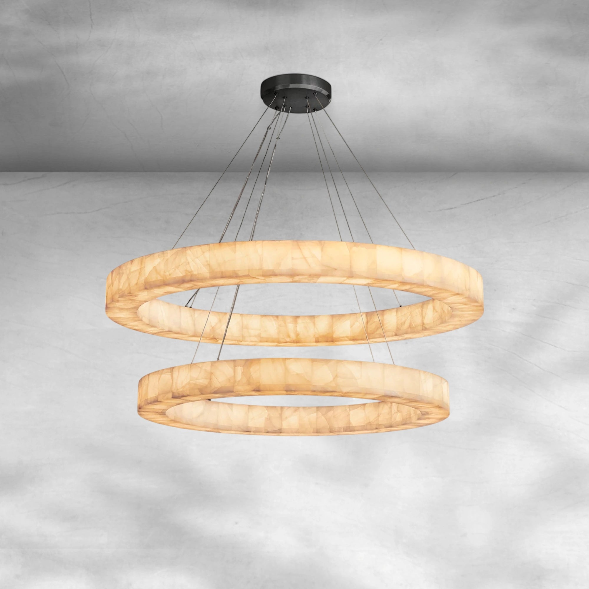 Rivaga 2-Tier Round Calcite Chandelier 60"