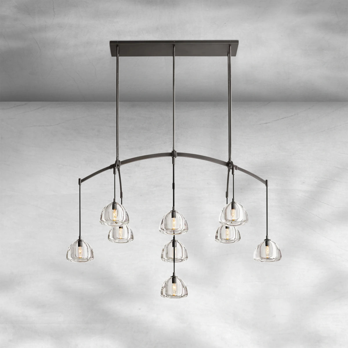 Haloid Modern Glass Linear Chandelier 54" 72"