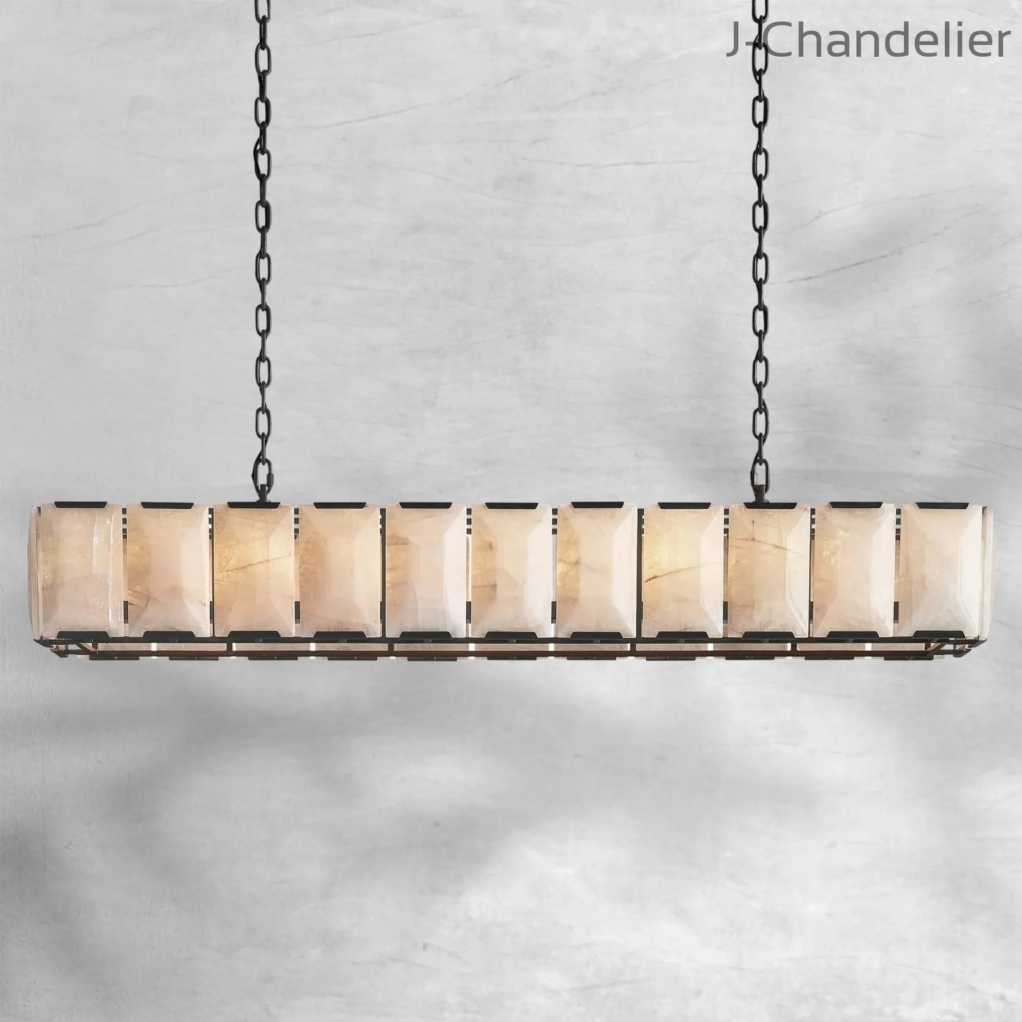 Harlew Calcite Rectangular Chandelier 74"