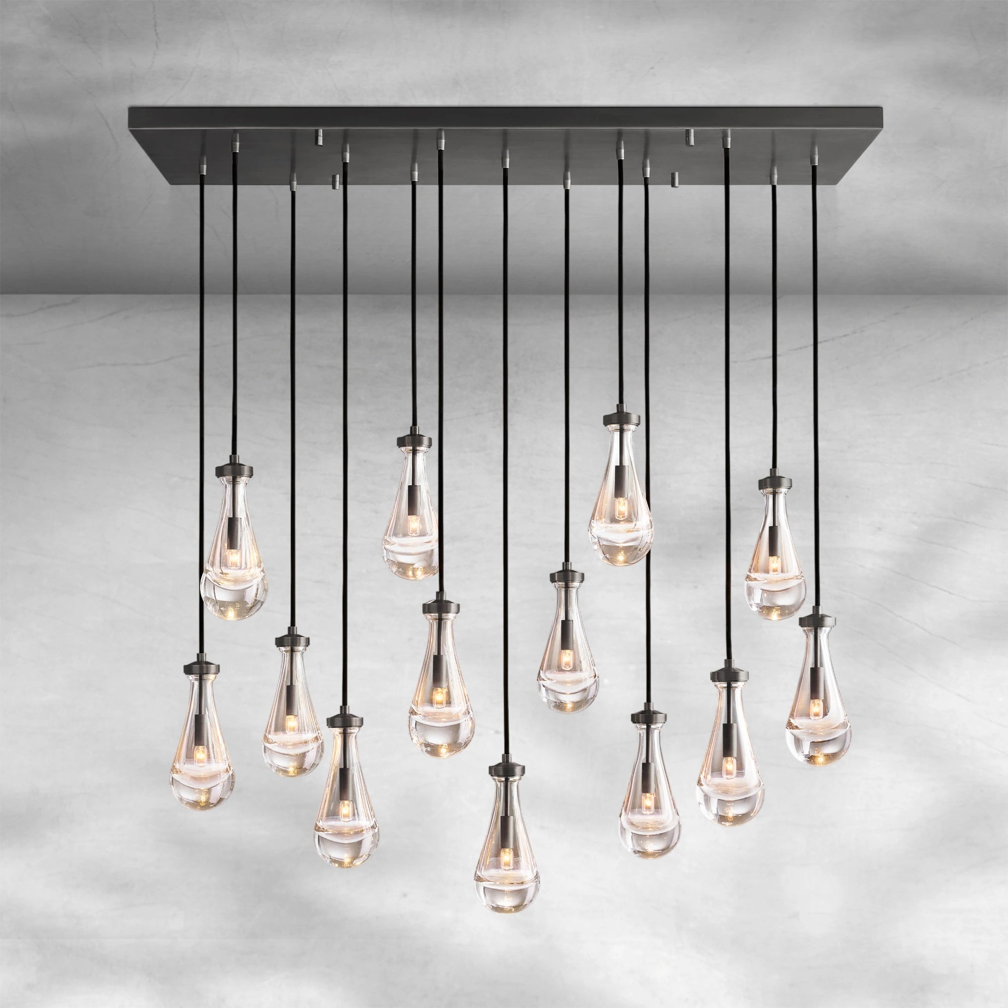 Raindrop Glass Linear Chandelier 54"
