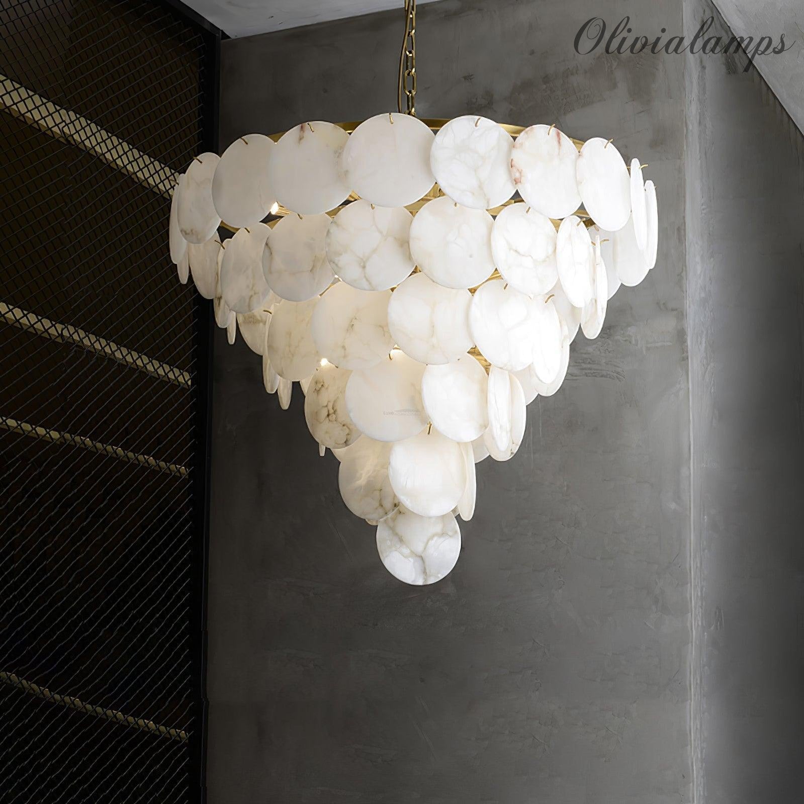 Alabaster Shell Brass Chandelier with 2/3/4/5/6 layer - Merlin Lamps