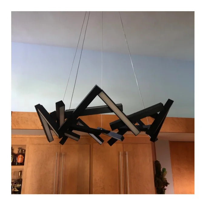 Modern Round/Linear Geometric Aluminum LED Chandelier for Dining Room/Bedroom