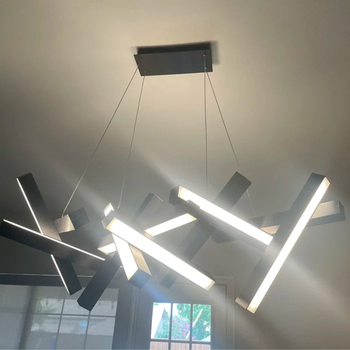 Modern Round/Linear Geometric Aluminum LED Chandelier for Dining Room/Bedroom