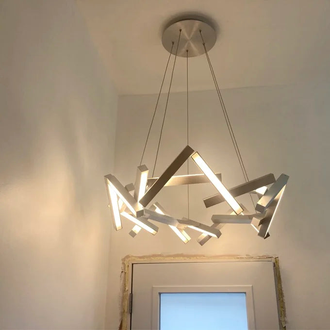 Modern Round/Linear Geometric Aluminum LED Chandelier for Dining Room/Bedroom