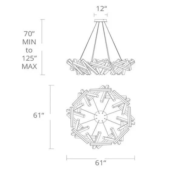Modern Round/Linear Geometric Aluminum LED Chandelier for Dining Room/Bedroom