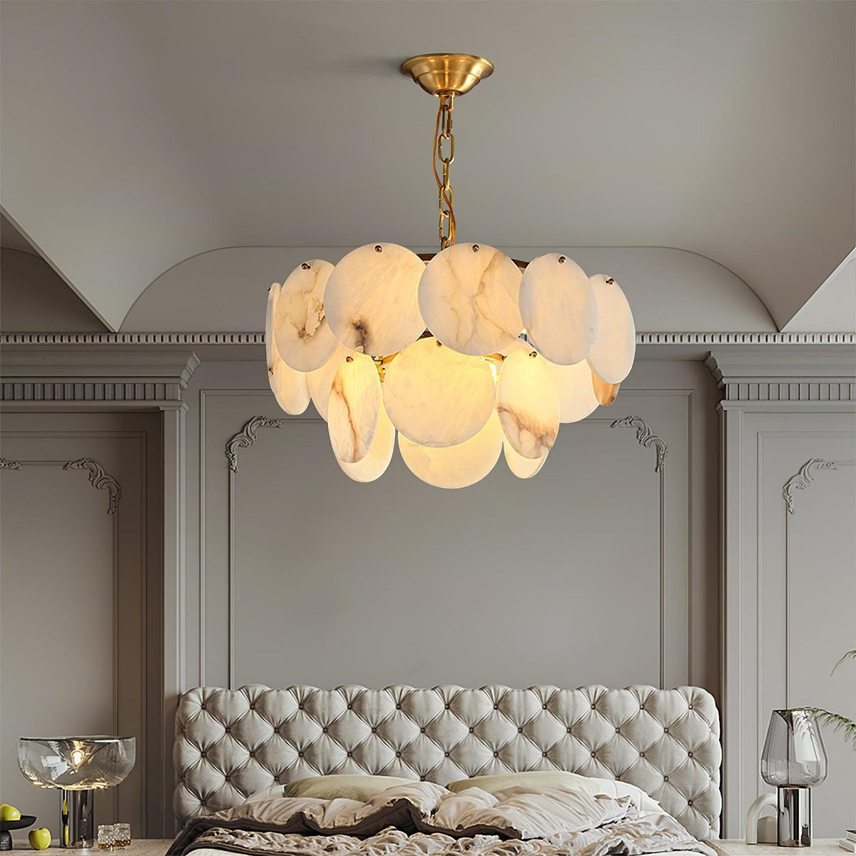 Alabaster Shell Brass Chandelier with 2/3/4/5/6 layer - Merlin Lamps