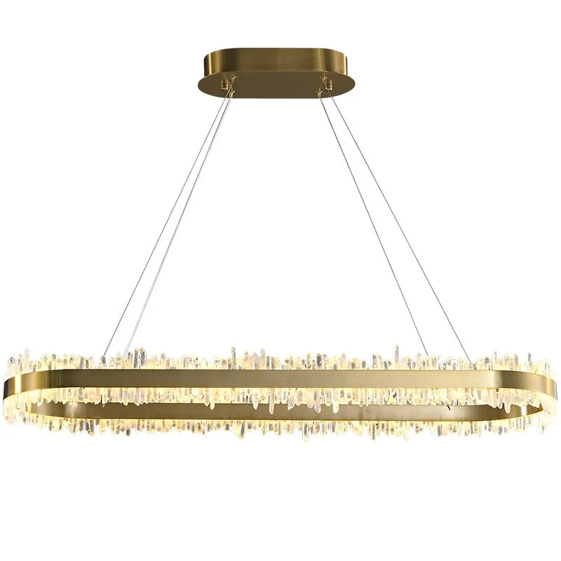 JC Modern Quartz Crystal Oval Chandelier