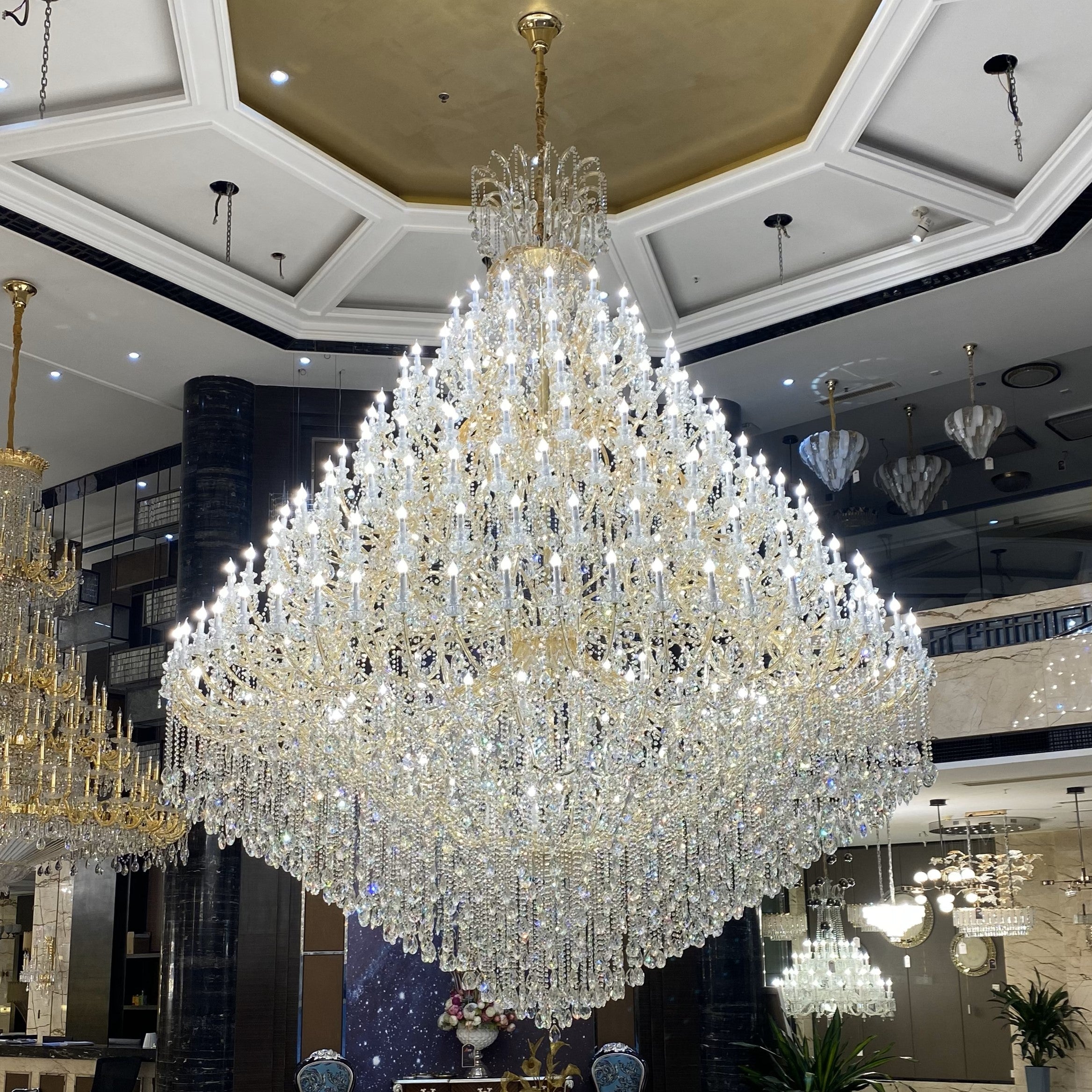 Extra Large Multi-tiered Candle Light Crystal Chandelier for Hotel/Restaurant