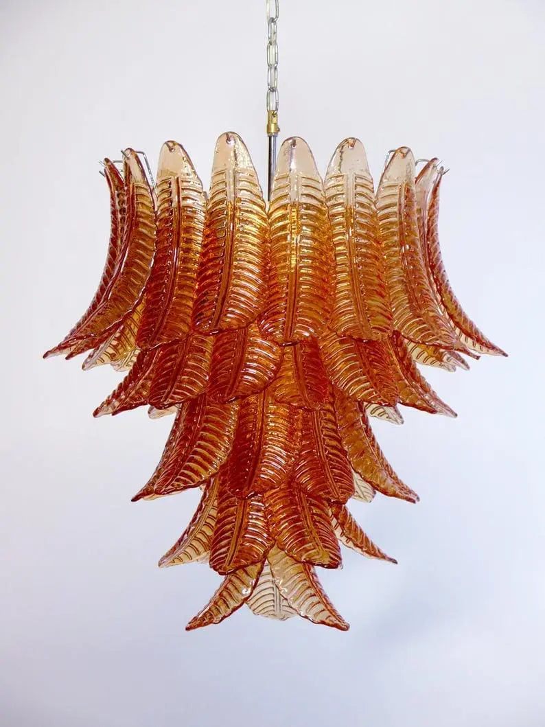 Murano Chandelier – 52 glass leaves – Amber