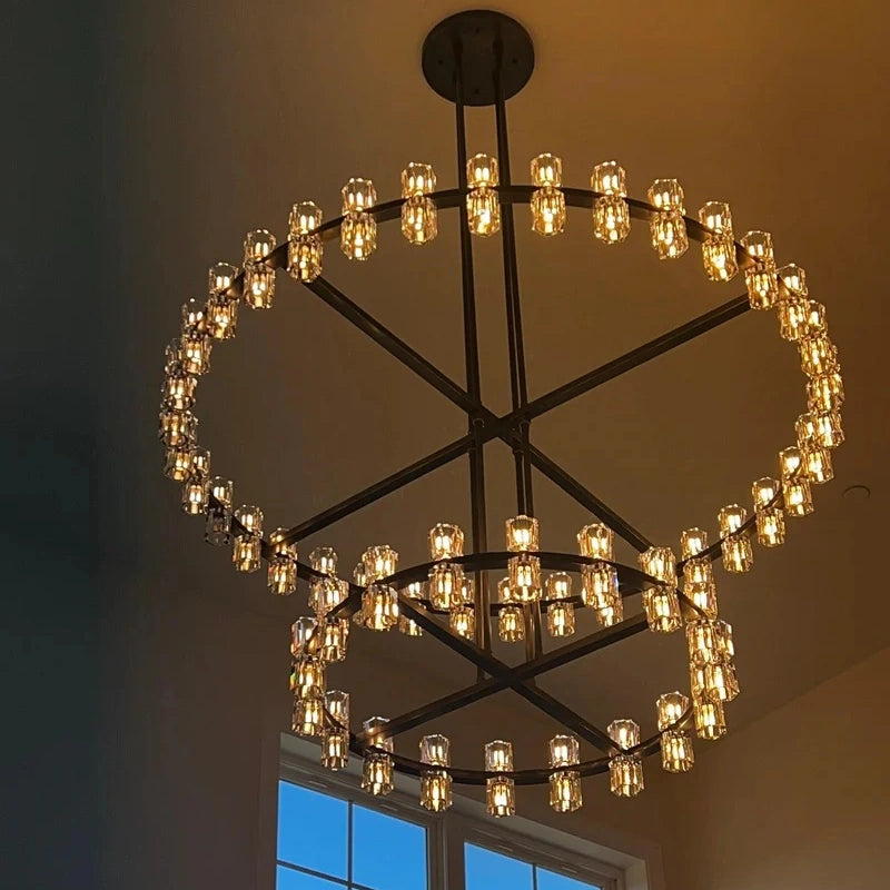 Auraline Crystal 2-Tier Round Chandelier 60"