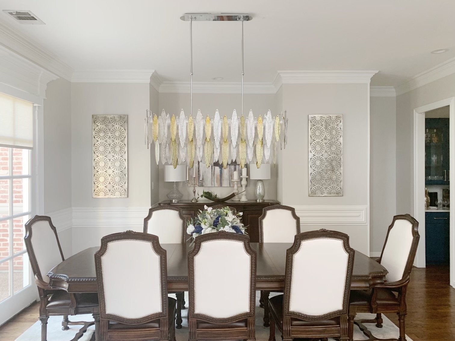 JC Alba 2-Tier Linear Oval Glass Chandelier