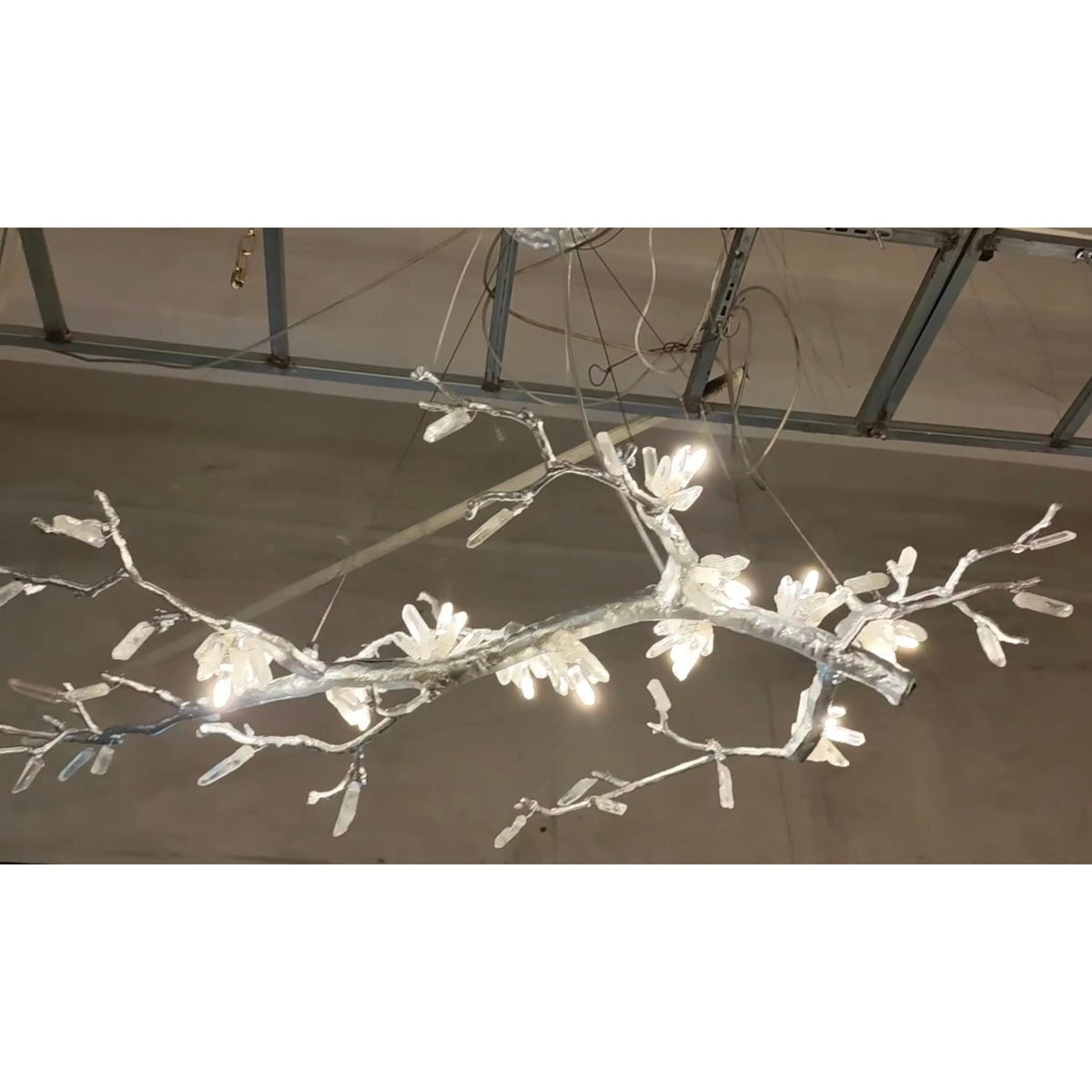 Selenite Crystal Blossom Branching Tree Chandelier