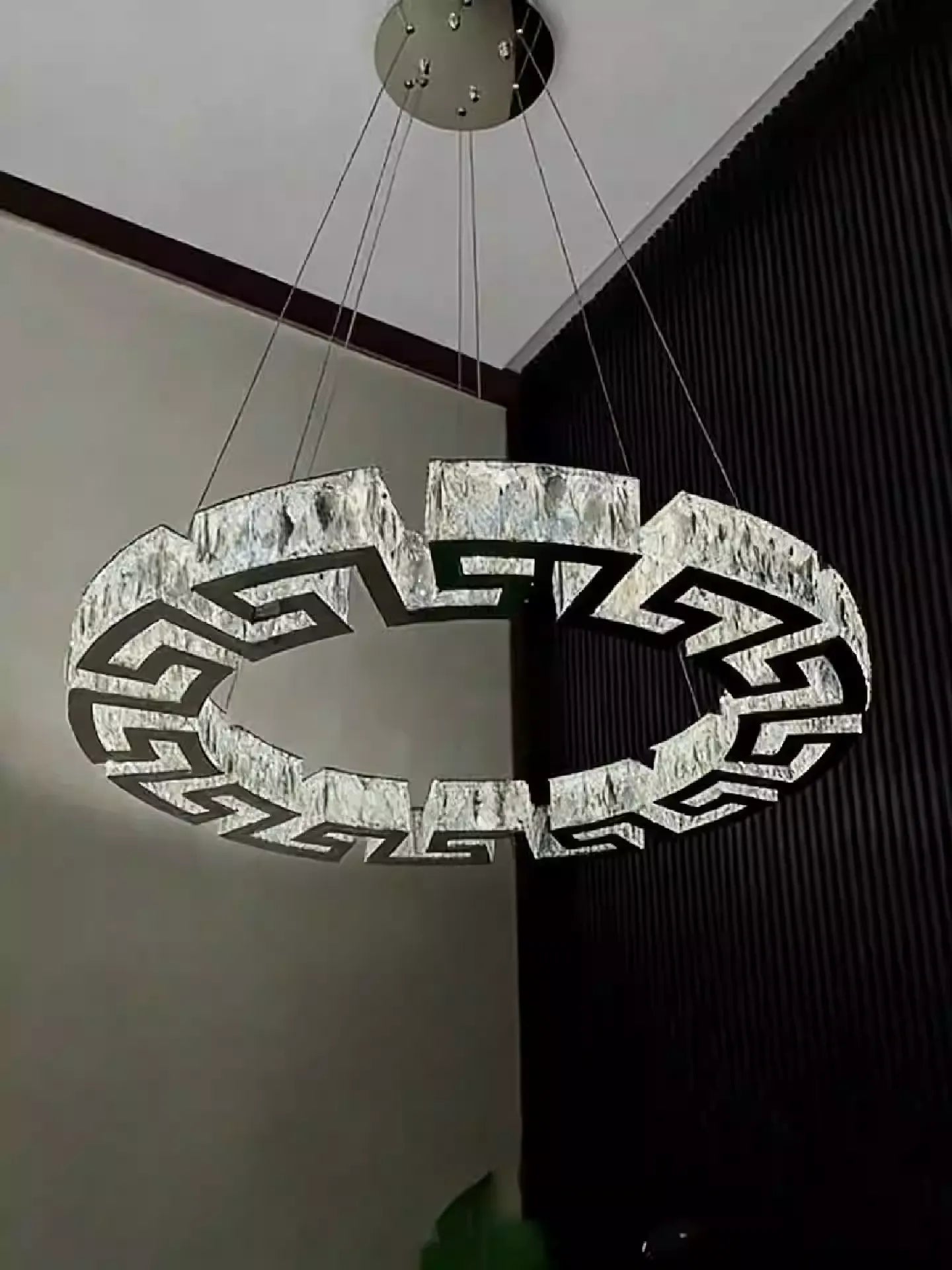 Modern Round Gear/Rectangular Mazes Crystal Chandelier