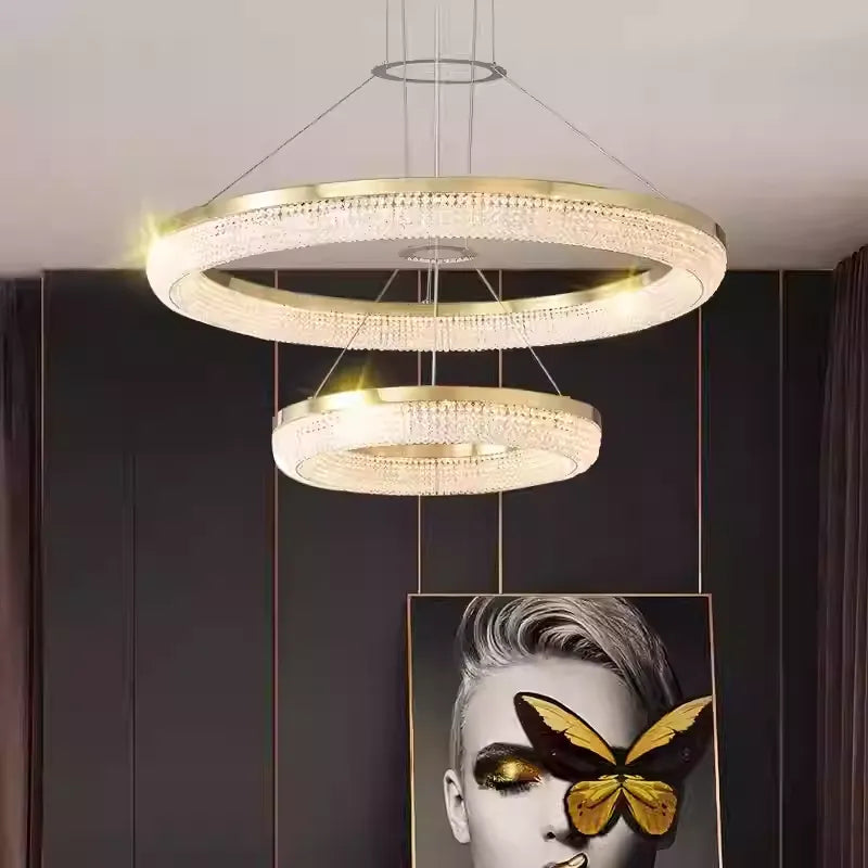 Modern Minimalist Rings Round/Oval Crystal Chandelier