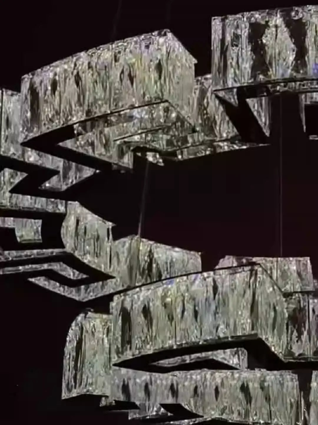 Modern Round Gear/Rectangular Mazes Crystal Chandelier