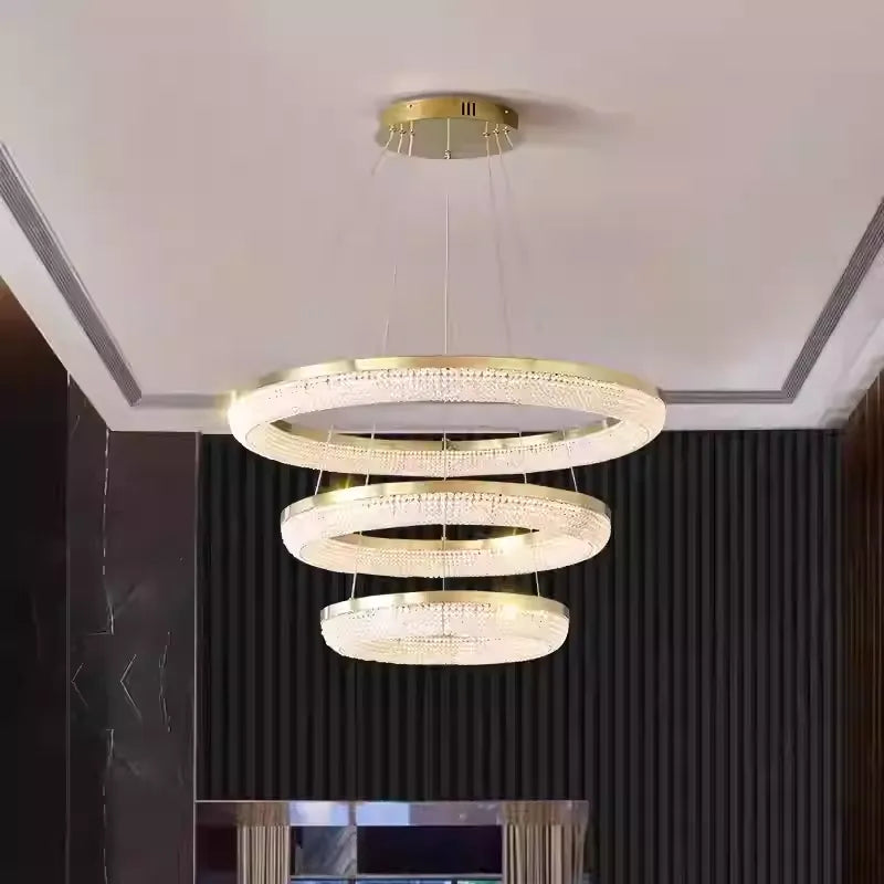 Modern Minimalist Rings Round/Oval Crystal Chandelier