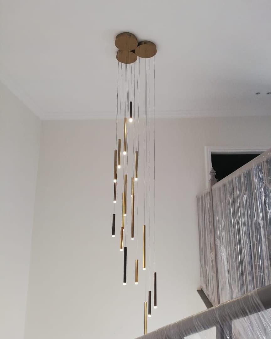 Bellini Round Metal Tubular Pendant Light Chandelier