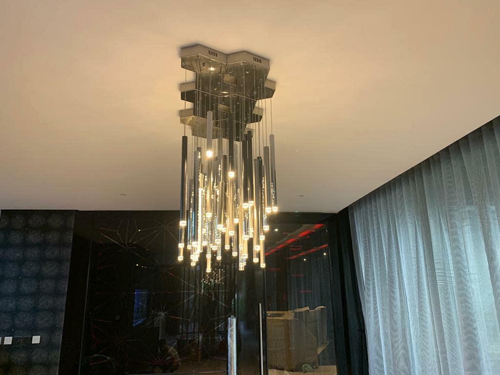 Bellini Round Metal Tubular Pendant Light Chandelier