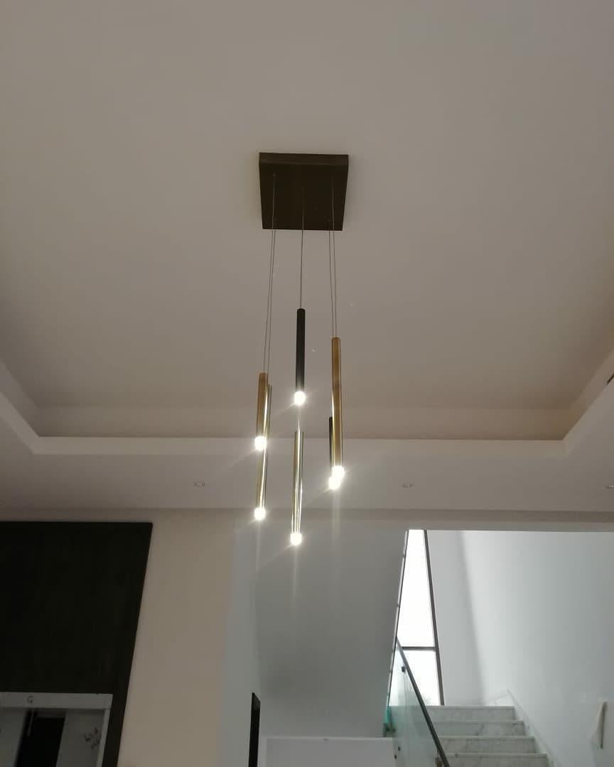 Bellini Round Metal Tubular Pendant Light Chandelier