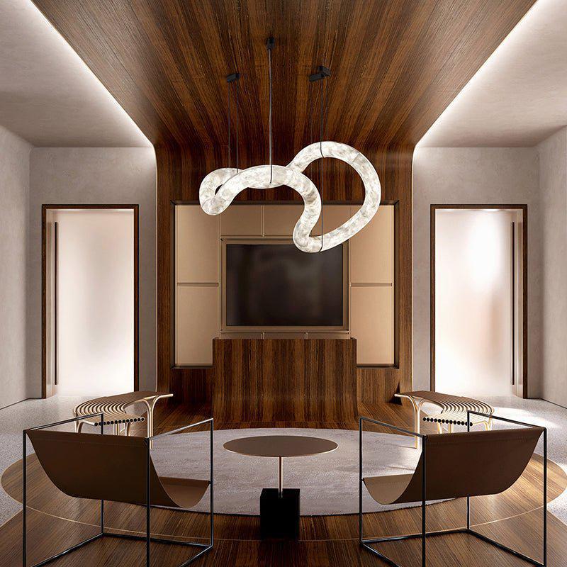 Oslo Infinity Symmetrical Entryway Alabaster Pendant Light