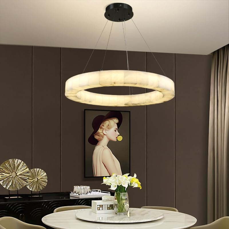 Maurice Modern Alabaster Halo Round Chandelier 31" 40" 60"