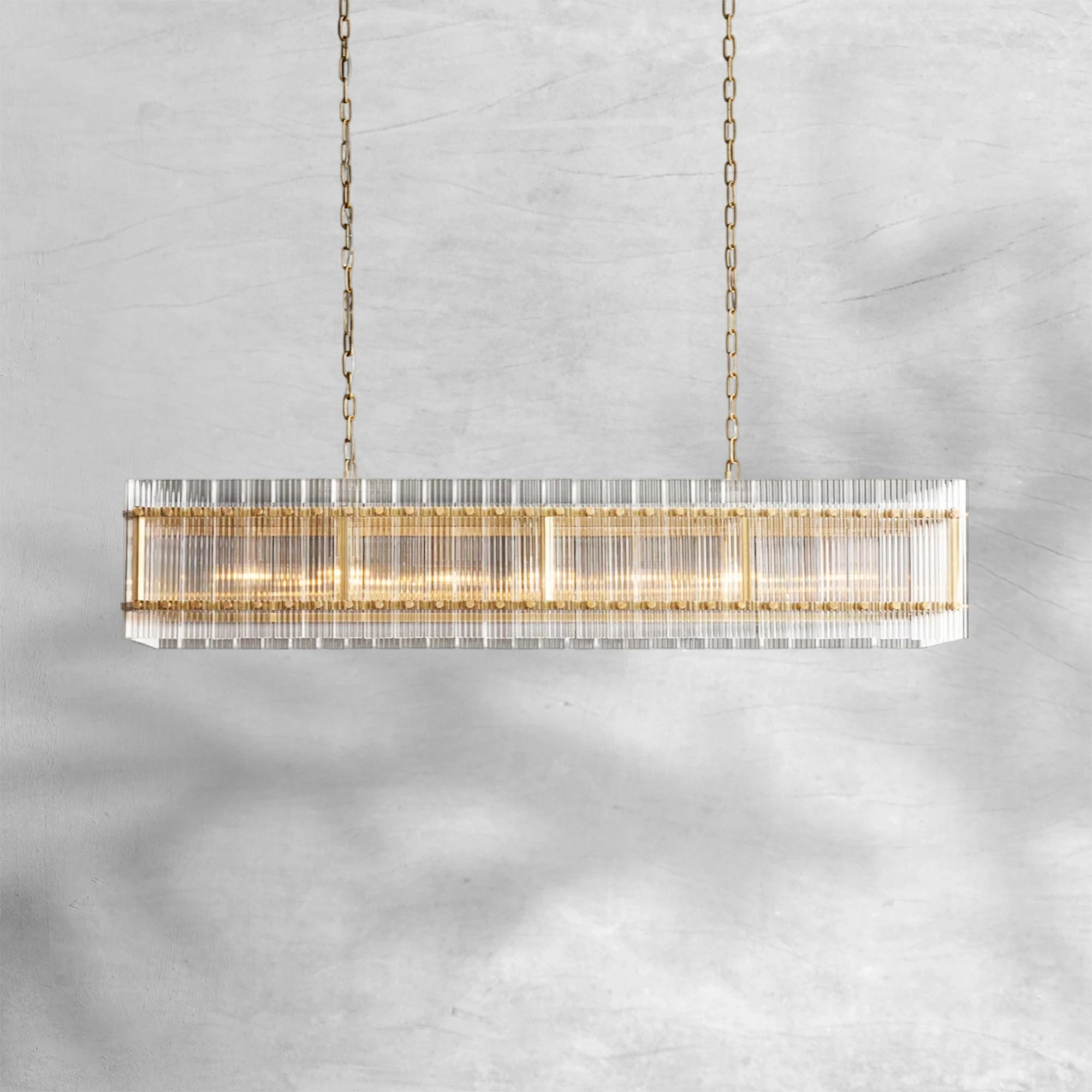 Sun Marcus Glass Rectangle Chandelier 54"