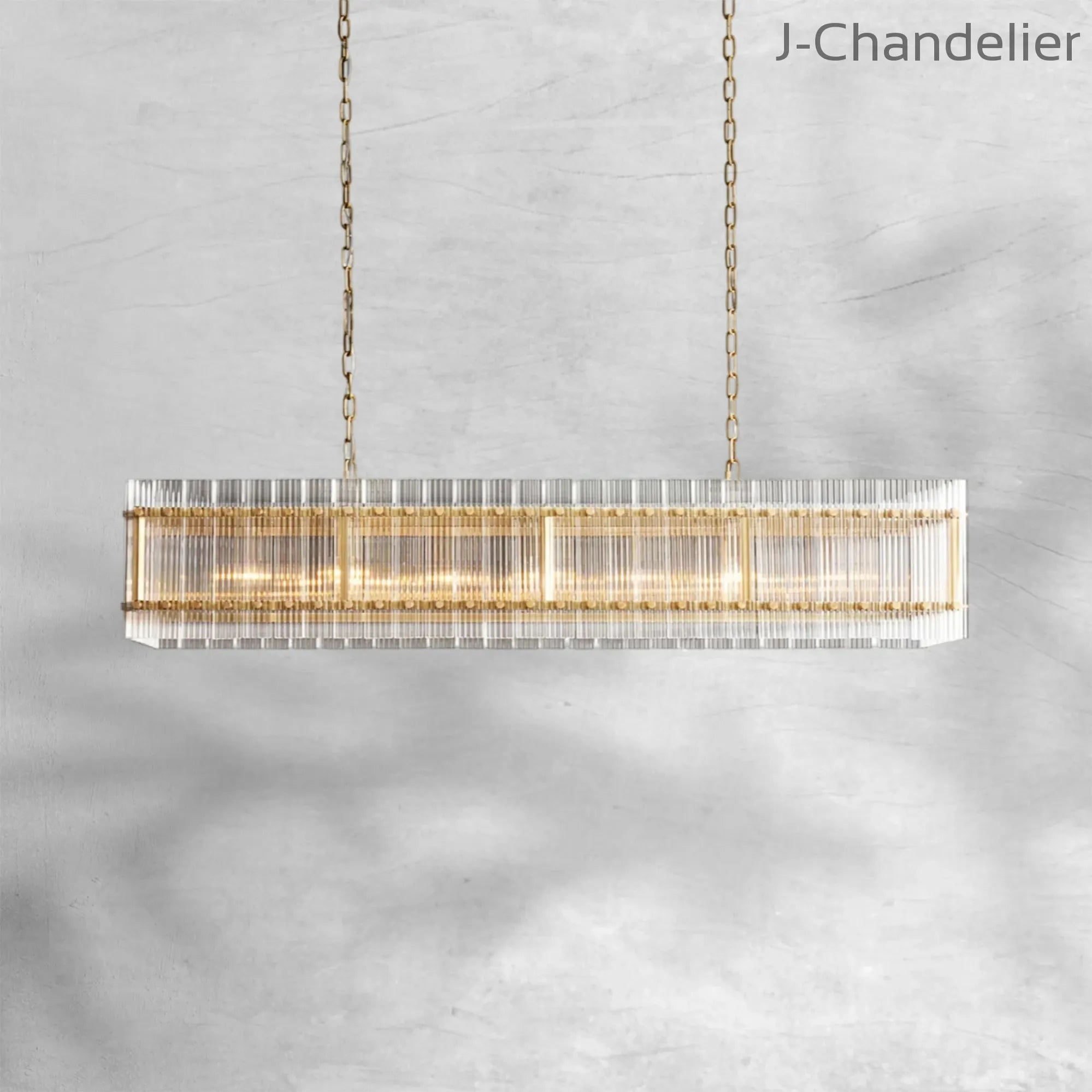 Sun Marcus Glass Rectangle Chandelier 54"