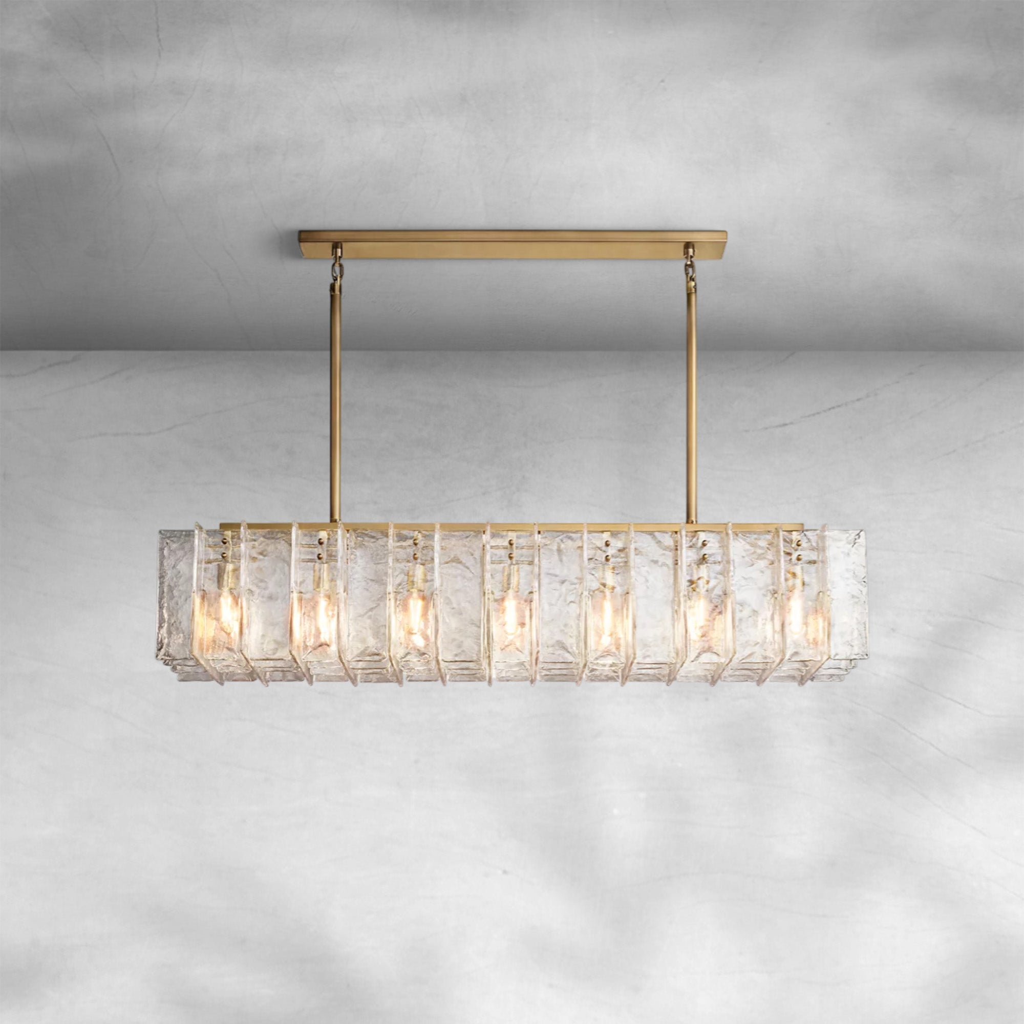 Lattace Clear Glass Rectangular Chandelier 49"67"