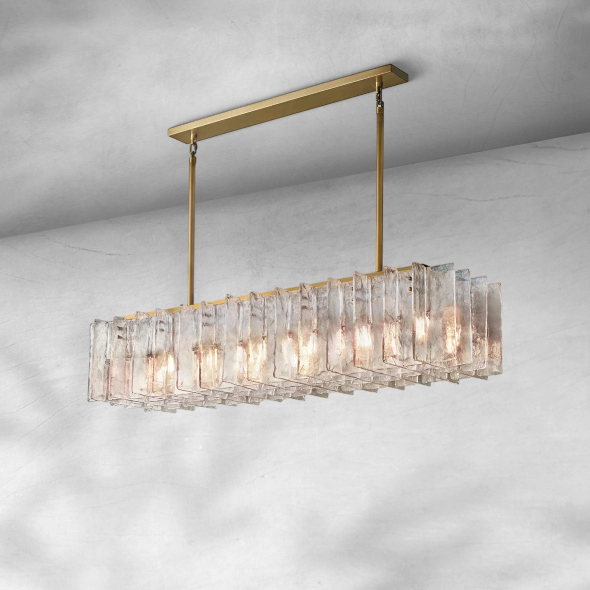 Lattace Clear Glass Rectangular Chandelier 49"67"