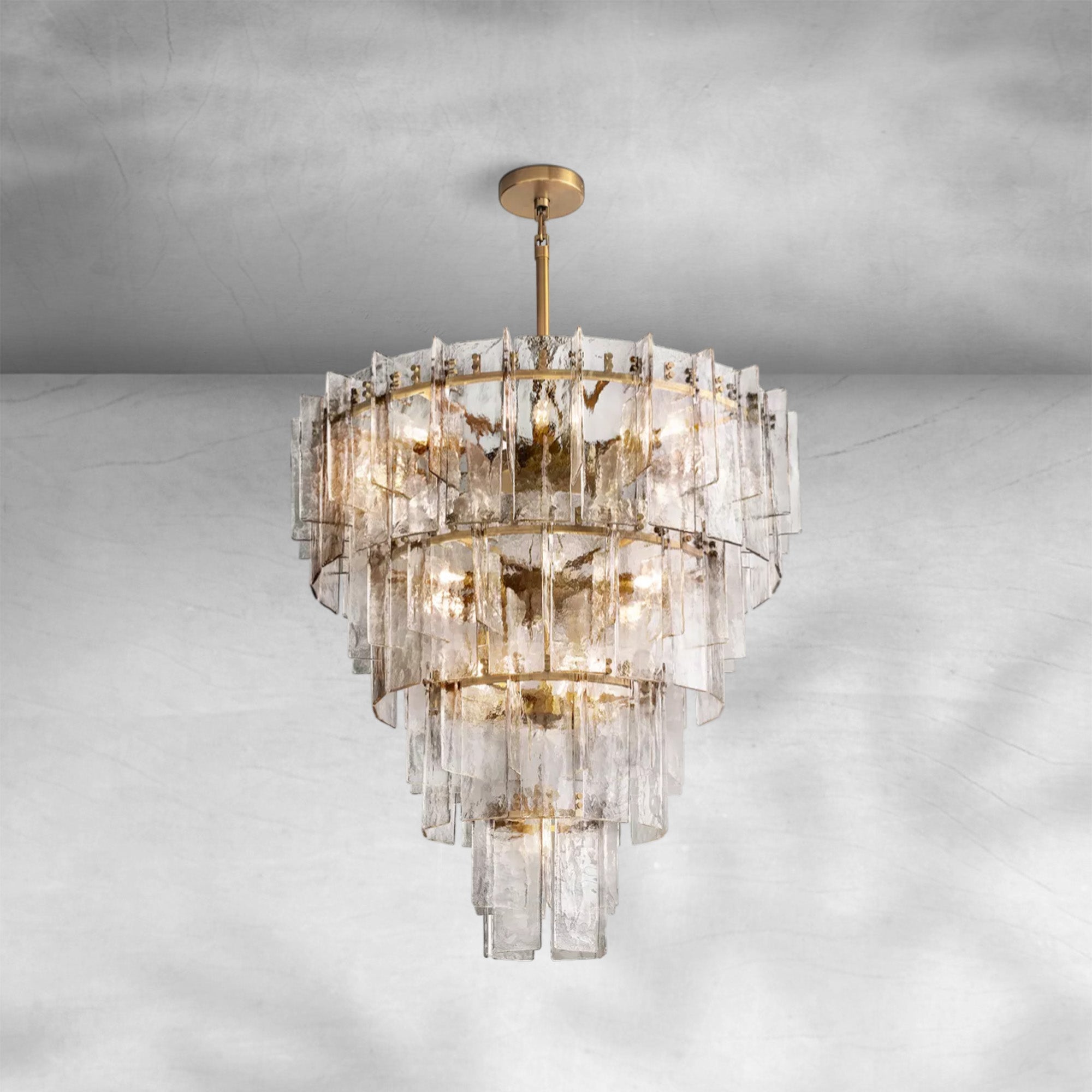 Lattace Clear Glass Tiered Round Chandelier 47"