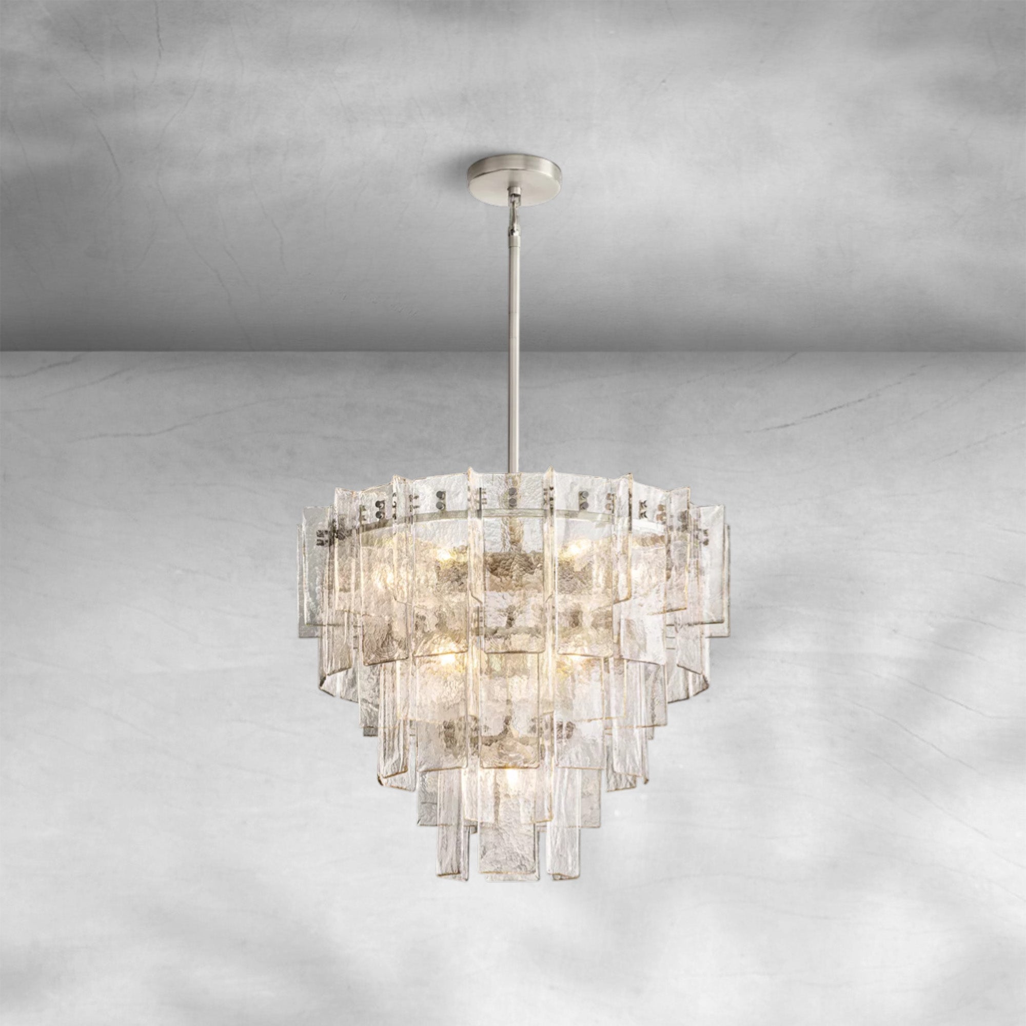 Lattace Clear Glass Tiered Round Chandelier 36"