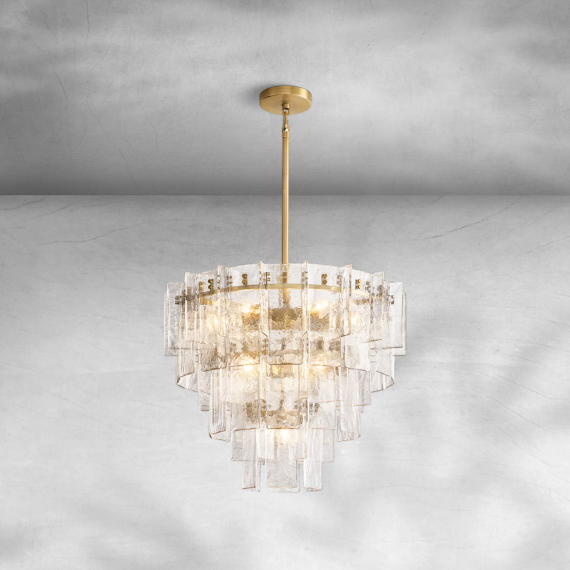 Lattace Clear Glass Tiered Round Chandelier 36"