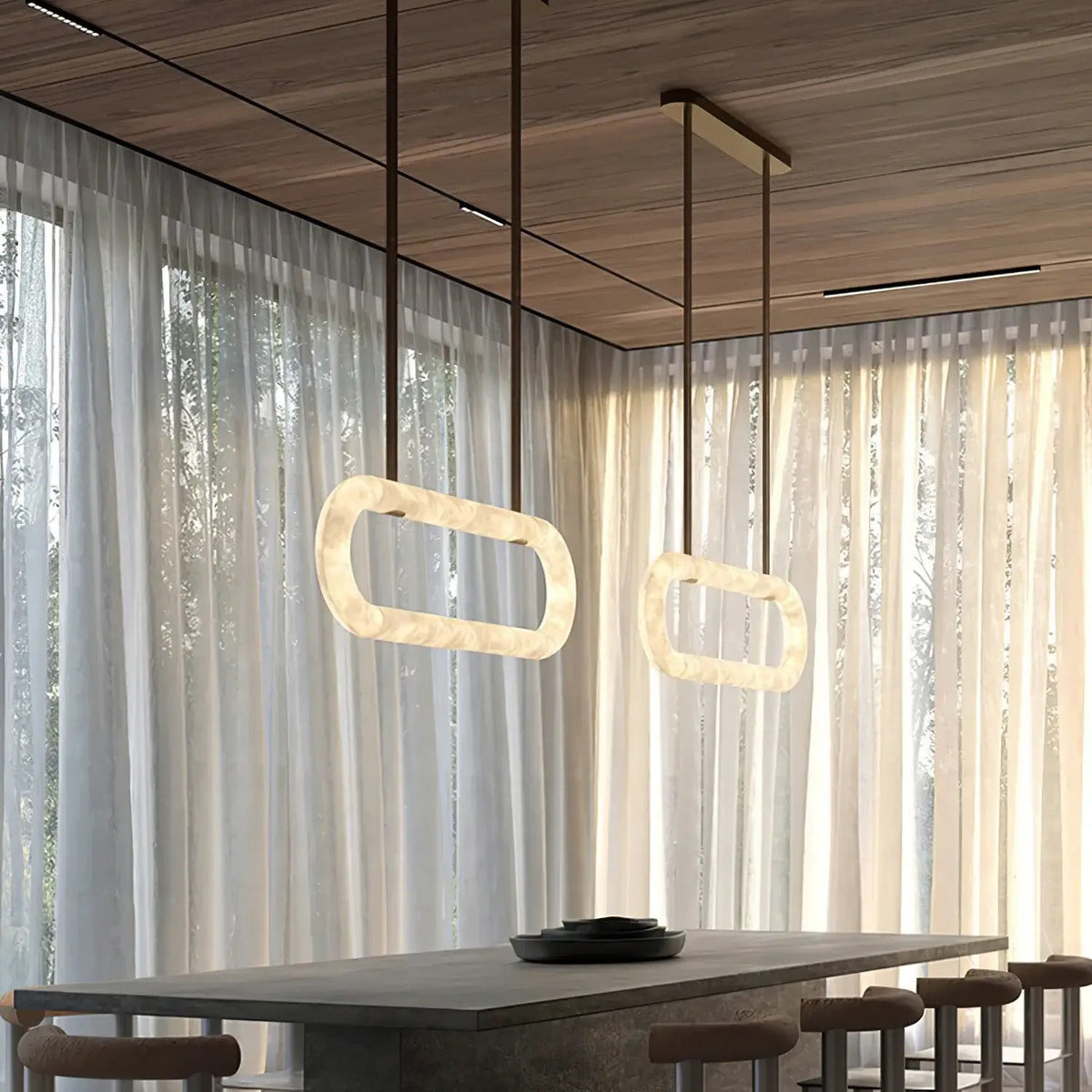 JC Circle Alabaster Chandelier