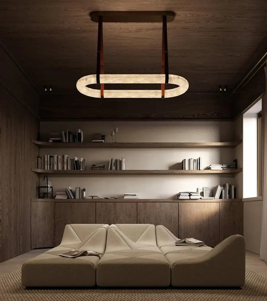 JC Circle Alabaster Chandelier