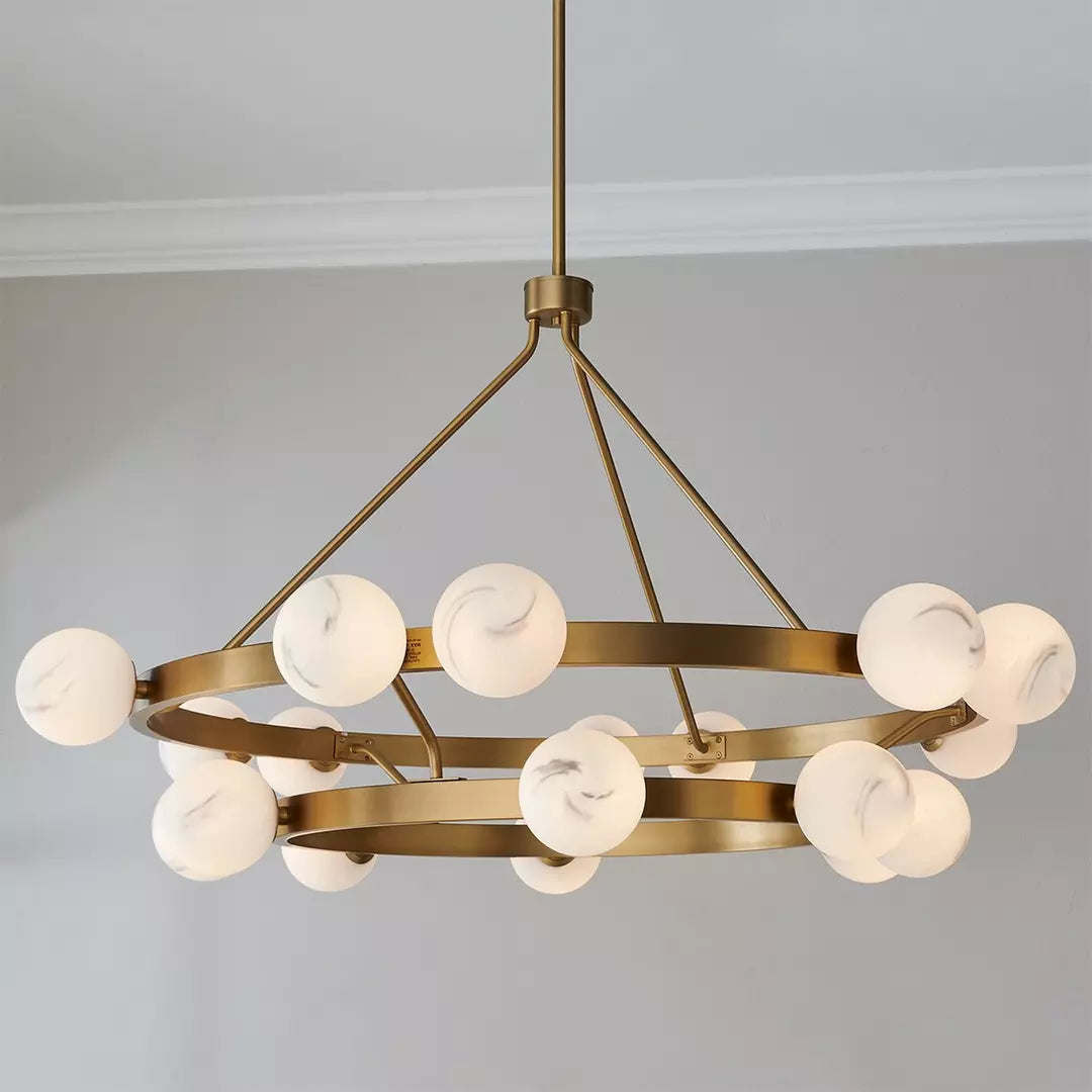 JC Modern Remolina Alabaster 2-Tier Chandelier For Living Room Dining Room