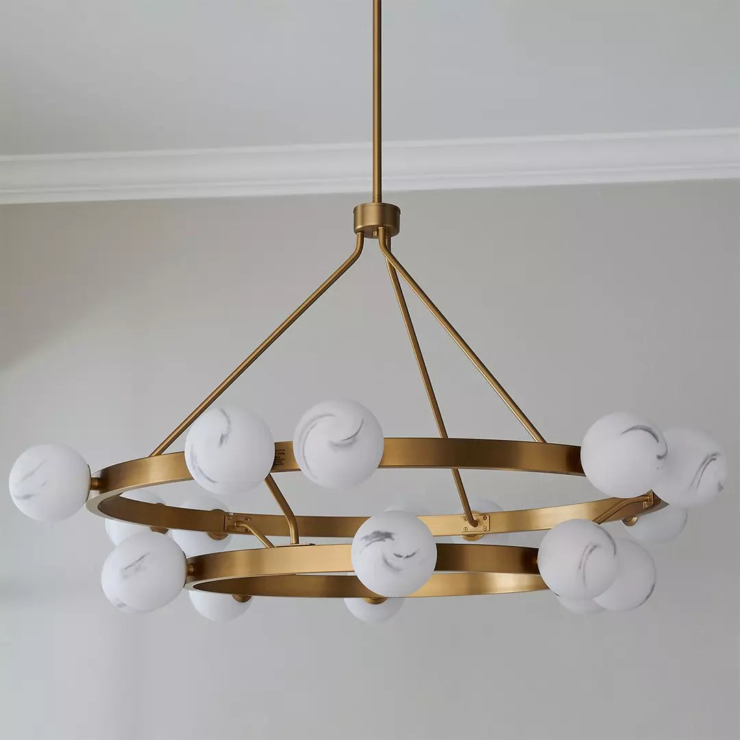 JC Modern Remolina Alabaster 2-Tier Chandelier For Living Room Dining Room