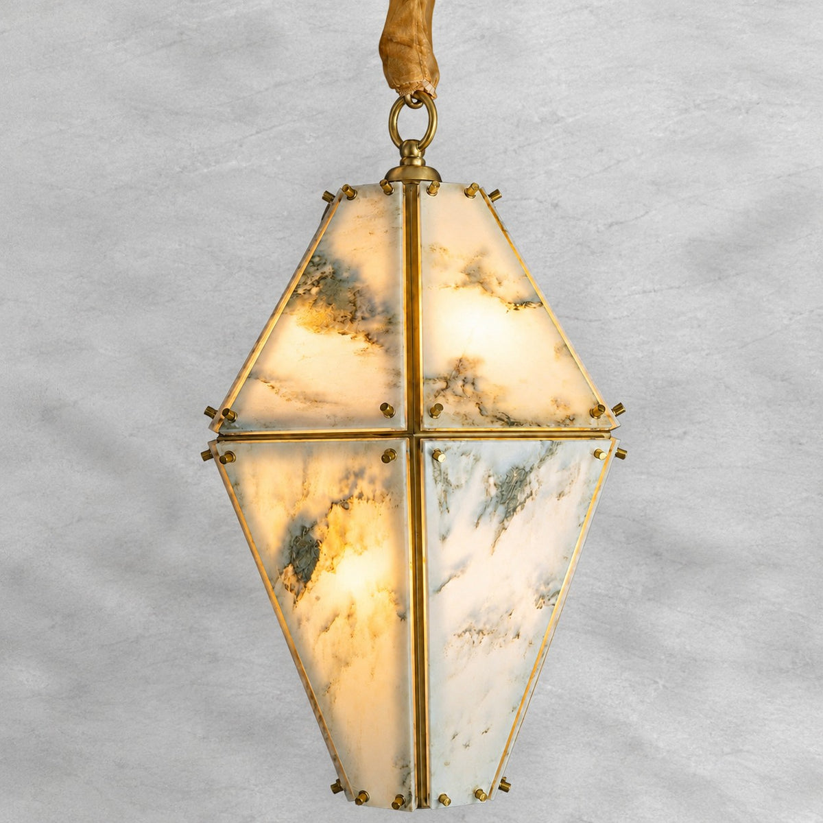 Modern Faceted Green Jade Luxury stone Lantern Chandelier