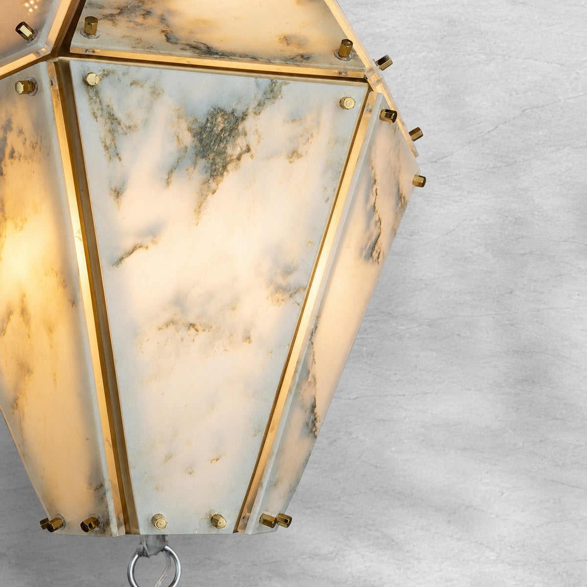 Modern Faceted Green Jade Luxury stone Lantern Chandelier