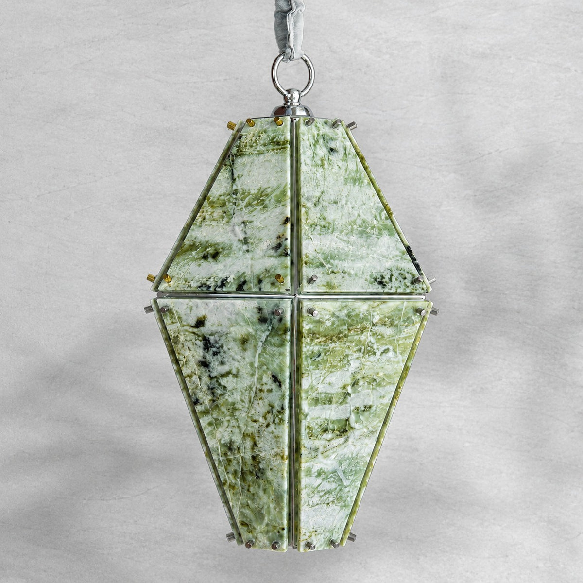 Modern Faceted Green Jade Luxury stone Lantern Chandelier