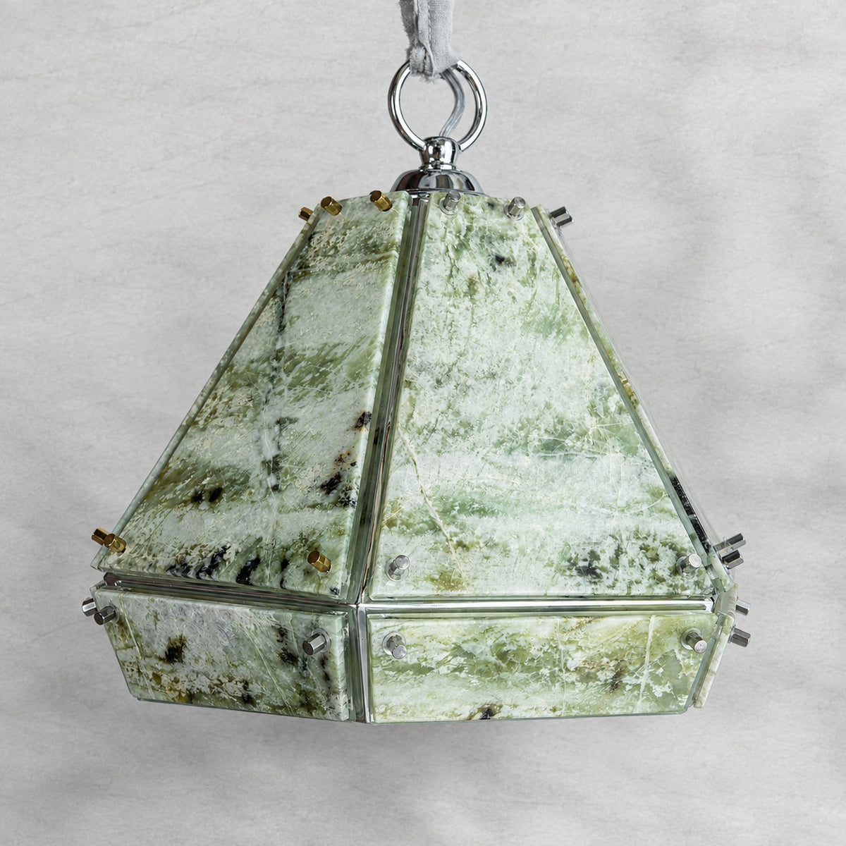 Modern Faceted Green Jade Luxury stone Lantern Chandelier