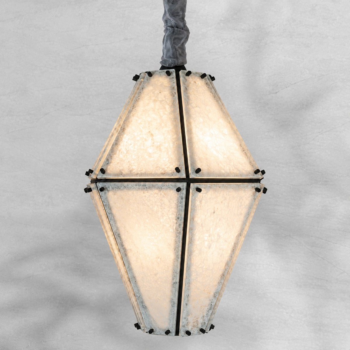 Modern Faceted Green Jade Luxury stone Lantern Chandelier