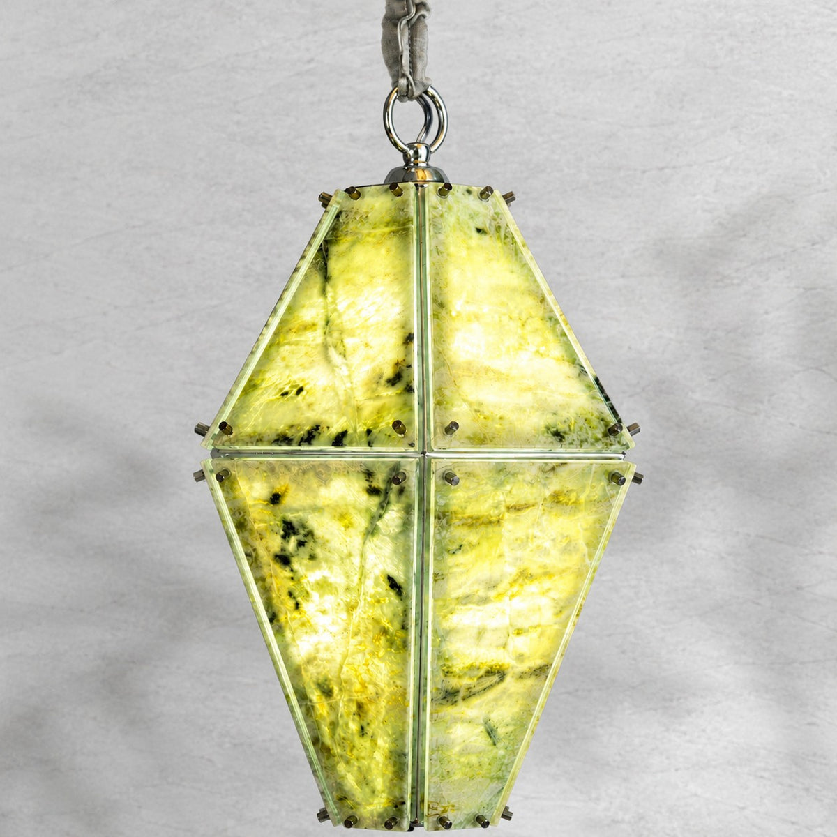 Modern Faceted Green Jade Luxury stone Lantern Chandelier