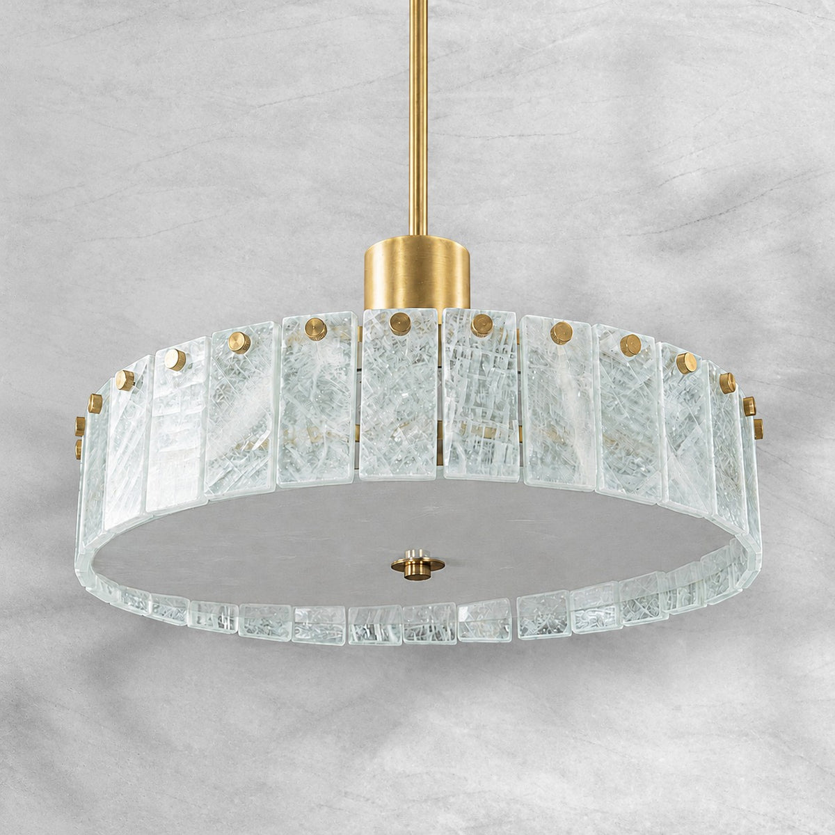 Modern Luxury Stone LED Drum Chandelier