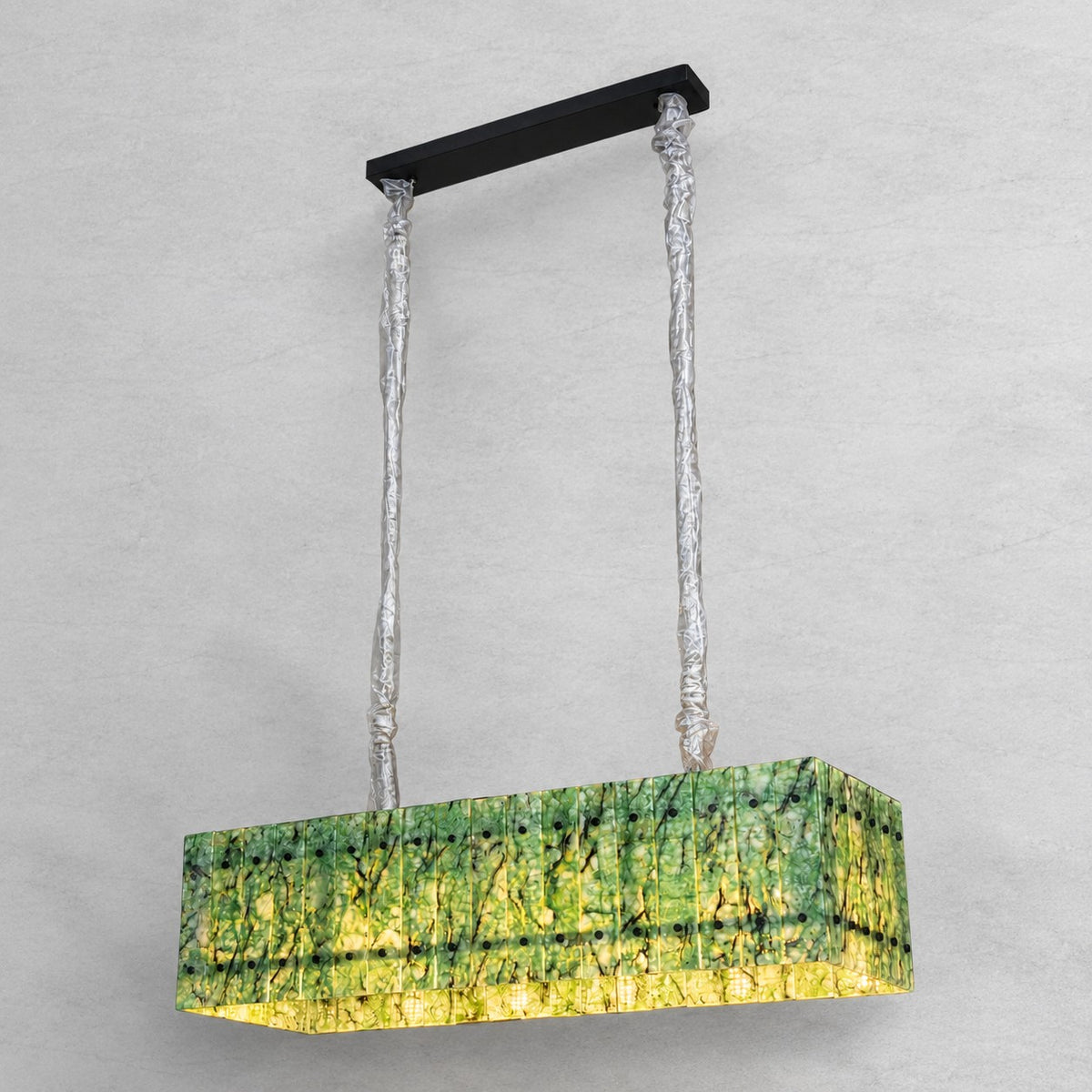 Modern Rectangular Luxury Stone Linear Chandelier