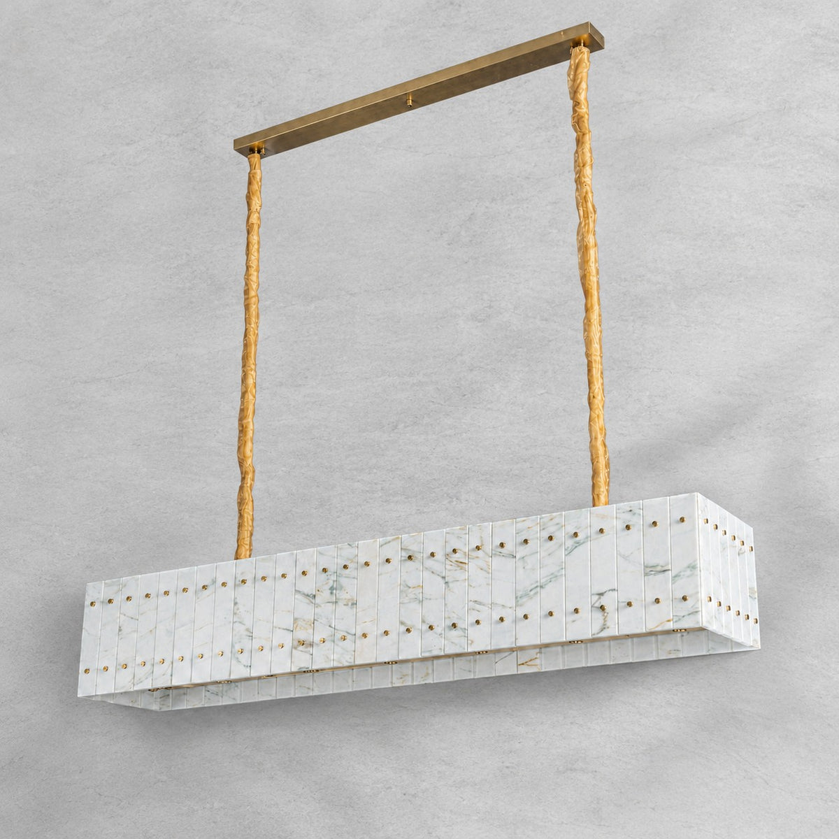 Modern Rectangular Luxury Stone Linear Chandelier