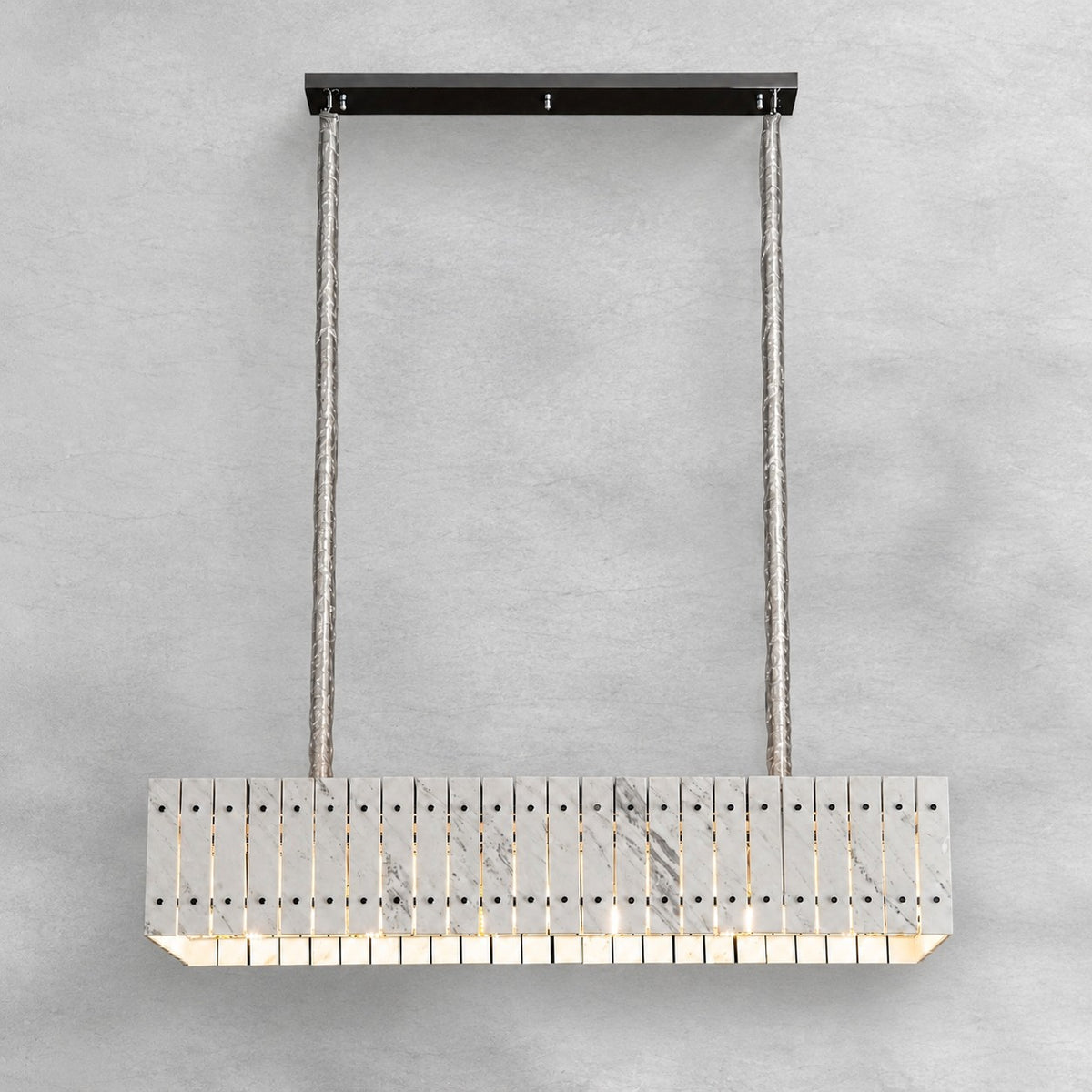 Modern Rectangular Luxury Stone Linear Chandelier