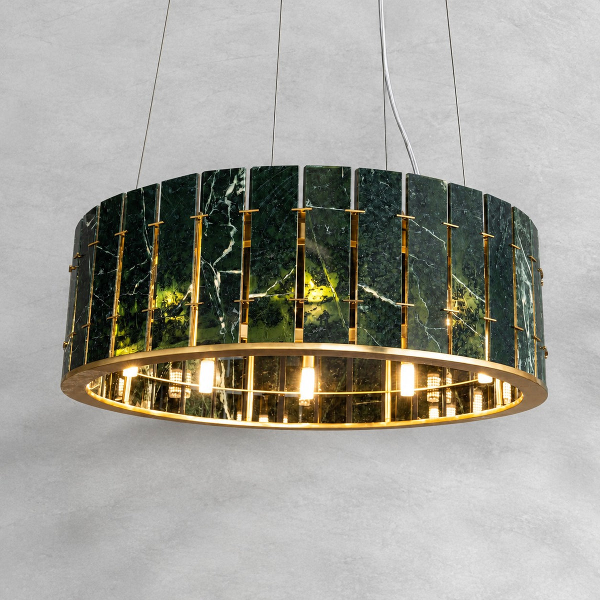 Modern Sculptural Luxury Stone Drum Chandelier