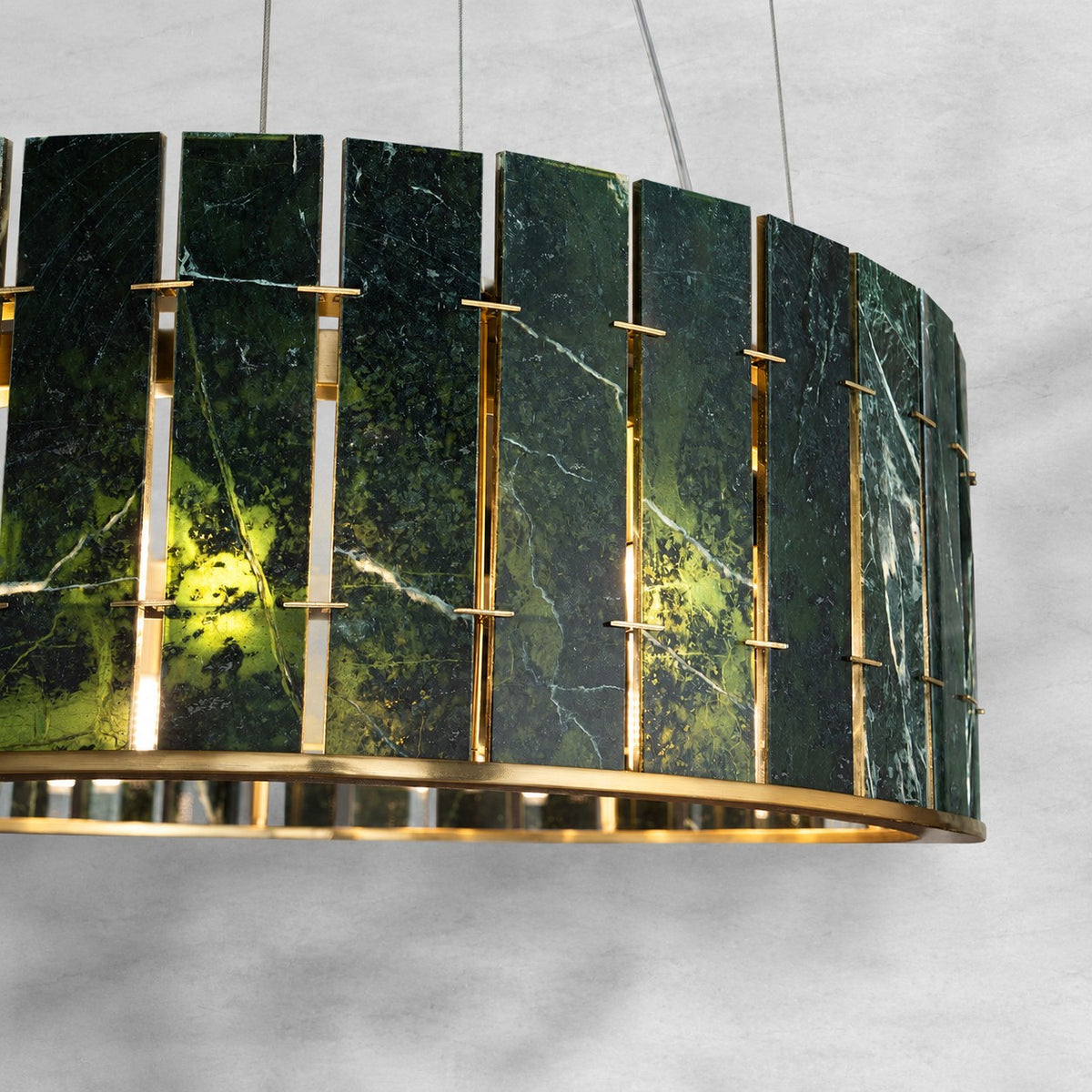 Modern Sculptural Luxury Stone Drum Chandelier