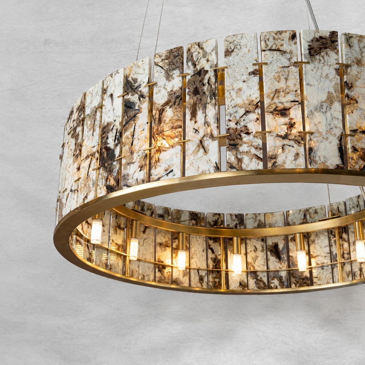 Modern Sculptural Luxury Stone Drum Chandelier